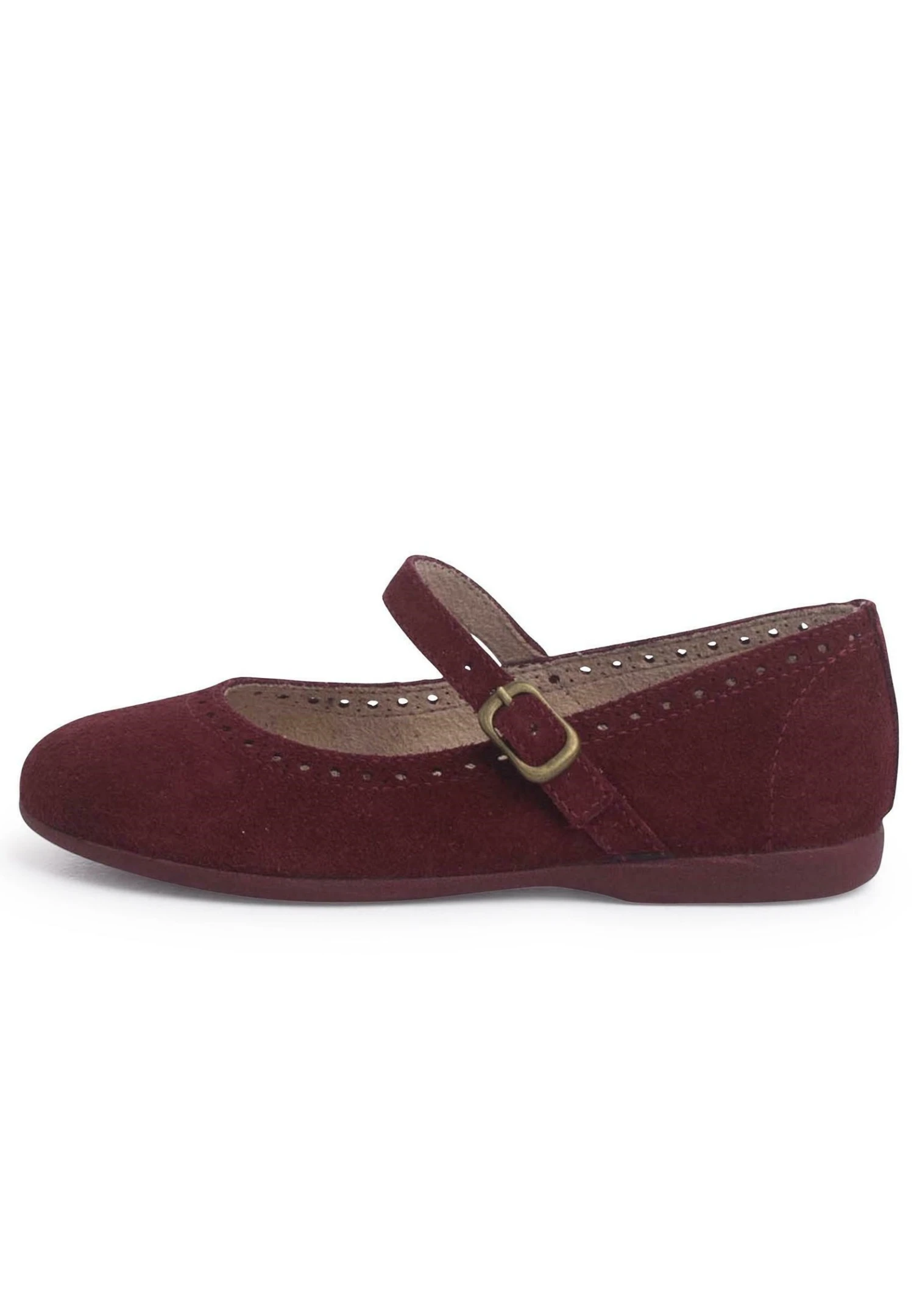 Hebilla Fina Y Picado - Ballerine Con Cinturino - Burdeos 1 Hebilla Fina Y Picado - Ballerine Con Cinturino - Burdeos