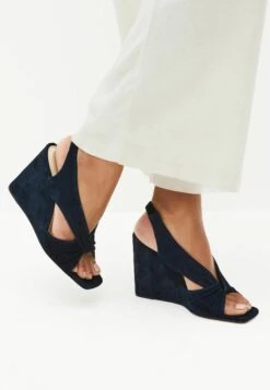 Next Signature Leather Knot WedgesSandali Con ZeppaNavy Blue Donna Tacchi Alti NX311A1CK-K11